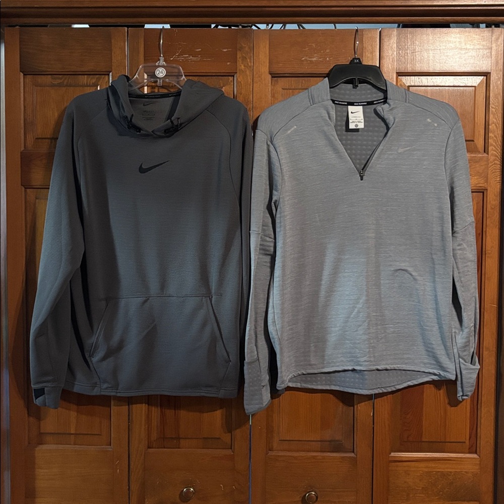 Men’s Nike Charcoal Hoodie and Light Gray Quarter-Zip size M